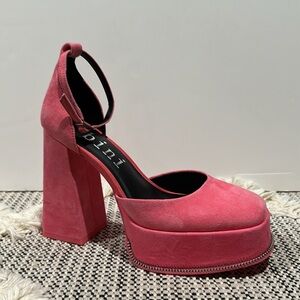 Gianni Bini Otten Suede Ankle Strap Platform Pumps